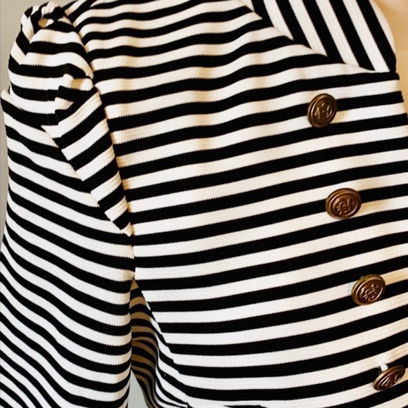 YA LA Spring Nautical Black and White striped blazer with gold buttons LIKE NEW - Picture 4 of 4